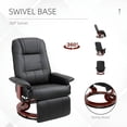 thumbnail image 5 of Demi Bonn Faux Leather Manual Recliner, Adjustable Swivel Lounge Chair with Footrest, Armrest and Wrapped Wood Base for Living Room, Black, 5 of 7