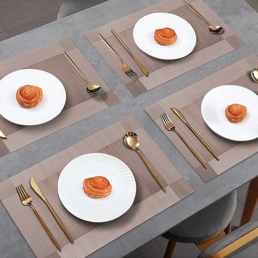 RAY STAR Vinyl Placemats Set of 6, 12''x18'' Vinyl Weave Placemats, Heat Resistant Wipable Place Mat