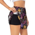 thumbnail image 3 of Lsque Halloween Skeleton Printed Women's Running Shorts with Liner Pockets,Elastic Quick Dry Workout Athletic Gym Yoga Shorts,Womens High Waist Shorts-, 3 of 9