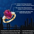 thumbnail image 2 of Gem Stone King 18K Yellow Gold Plated Silver 3-Stone Engagement Ring Created Ruby Moissanite (3.80 Cttw), 2 of 6