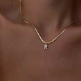thumbnail image 4 of Collares con inicial de A-Z y letras pequeñas para mujer, gargantilla de cadena con letras pequeñas y brillantes, joyería de Collar en capas de acero inoxidable de Color dorado, 4 of 4