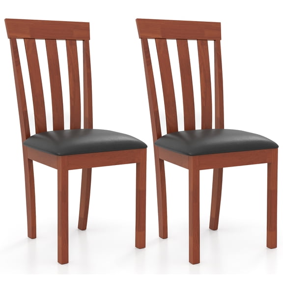 Giantex Mid Century Upholstered Dining Chairs, Rubber Wood Frame Kitchen Chairs, Side Chairs for Kitchen, Brown