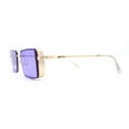 thumbnail image 3 of Pimp Luxury Rectangle Metal Jewel Side Visor Fashion Sunglasses Gold Purple, 3 of 5