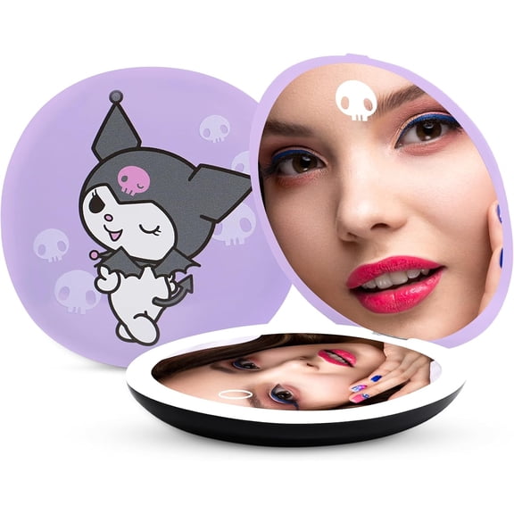 Impressions Vanity Kuromi Round LED Compact Mirror with Lights, 3X Magnification and Touch Sensor