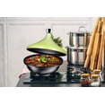 thumbnail image 4 of Bruntmor Matte Green Cast Iron Moroccan Tagine 4-Quart Cooking Pot With Silver, 4 of 7