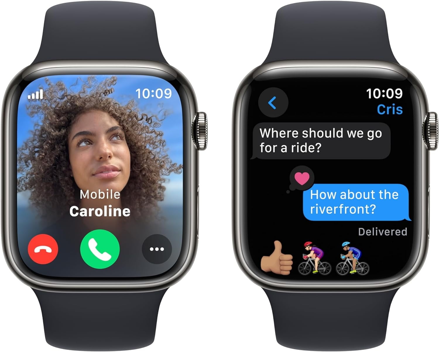 Restored Apple Watch Series 9 (GPS+Cellular, 45mm) - Graphite Stainless Steel Case - Sport Band (Refurbished)