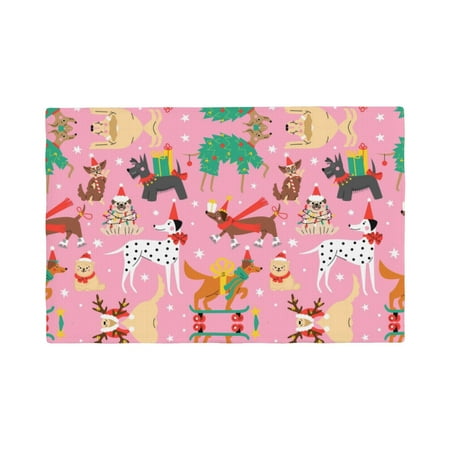 

Placemats Set of 4 Different Dogs Christmas Place mats for Dining Table Indoor/Outdoor Cute Heat Resistant Washable Table Mats(18 x 12 )