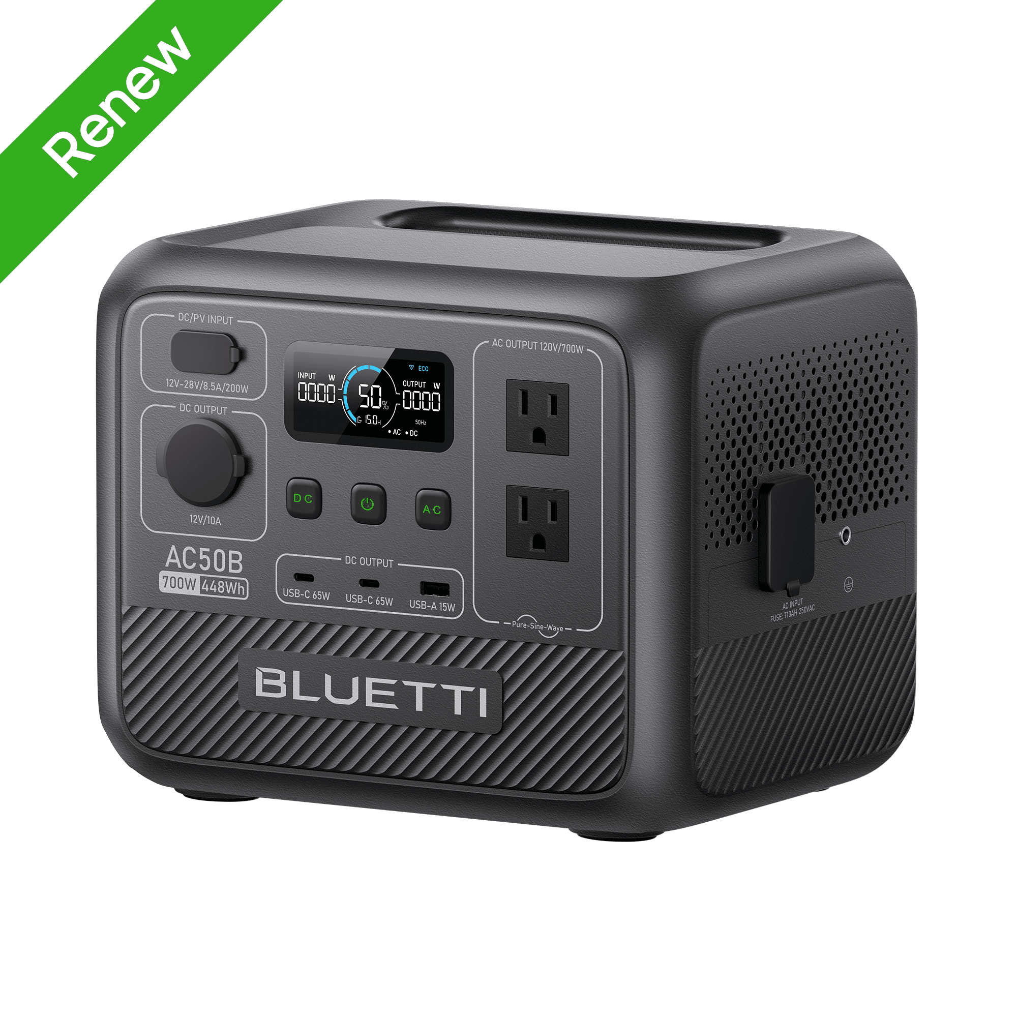 Restored BLUETTI AC50B 448Wh Portable Power Station, 2x 700W AC Outlets (1000W Power Lift), Fast 45-Min 0-80% Charge, Optional Solar Panel, Perfect for Camping & Emergencies,Refurbished