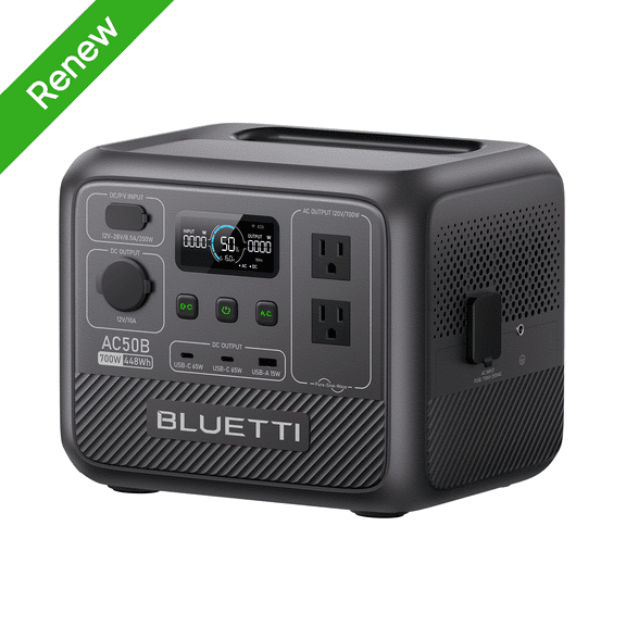 Restored BLUETTI AC50B 448Wh Portable Power Station, 2x 700W AC Outlets (1000W Power Lift), Fast 45-Min 0-80% Charge, Optional Solar Panel, Perfect for Camping & Emergencies,Refurbished