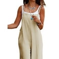 thumbnail image 2 of JustVH Women's Plus Size Sleeveless Square Neck One-Piece Wide-Leg Slash Pocket Ankle-Length Mid Waist Casual Loose Jumpsuit, Sizes M-5XL, 2 of 4