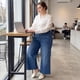 thumbnail image 2 of GRACE & GRANDEUR Pantalones de mezclilla de mujer talla grande de pierna ancha, cintura alta, palazzo desgastado, jeans de moda casual con bolsillos 4X azul medio, 2 of 7
