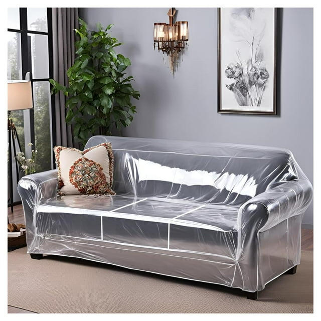 Funda de sofá Evelots de vinilo transparente de 3 plazas impermeable