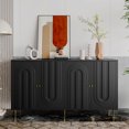 thumbnail image 2 of Modern Black Lacquered 4-Door Wooden Storage Cabinet, Multi-Functional Sideboard Buffet Server for Living Room, Entryway, Hallway, Office, Kitchen & Dining Room, 2 of 9