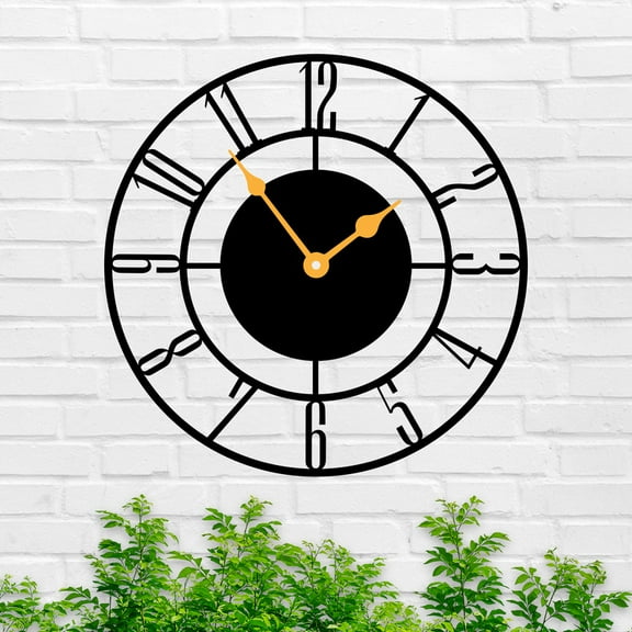 Silent Metal Large Wall Clock, Modern Simple Style Metal Wall Art,for living room bedroom wall hanging decor metal sign, Housewarming Gift