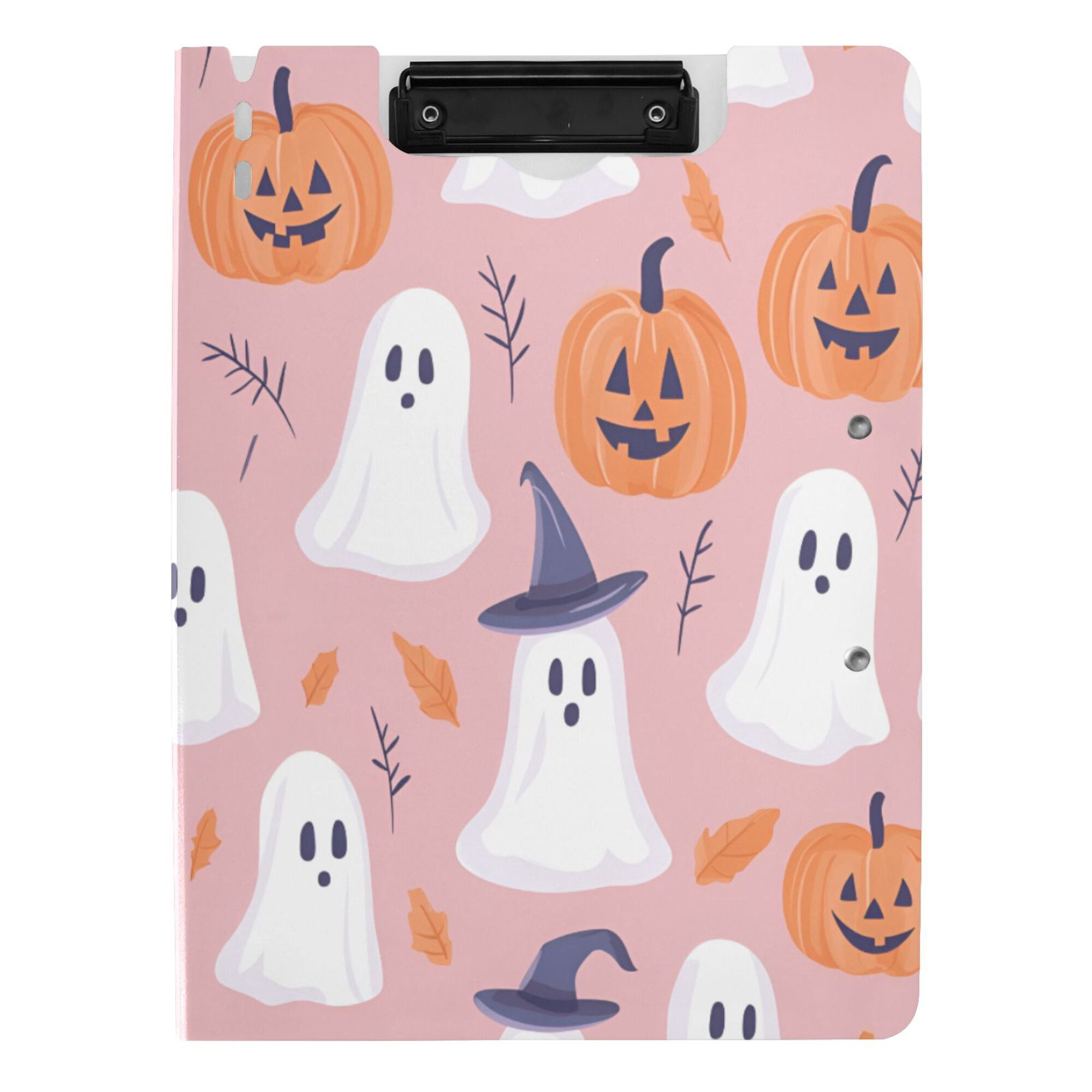 FORMRS A4 Clipboard Folder with Pen Holder Horizontal Foldable School Office Binder, Cartoon Halloween Ghosts