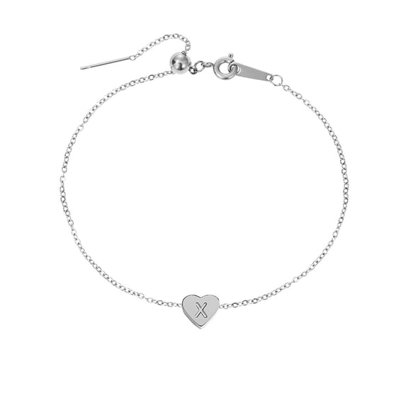 Heart Layer Initial Letter Silver Anklet For Women Summer Jewelry Layered Chain Foot Bracelet Feminine Idea
