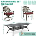 thumbnail image 6 of VIVIJASON 9-Piece Outdoor Dining Set, Cast Aluminum Patio Furniture Table & Chairs Set for 8, Include 94.5" Rectangular Table, 2 Swivel Rocker Chairs, 6 Stationary Chairs, Umbrella Hole, Red Cushion, 6 of 7