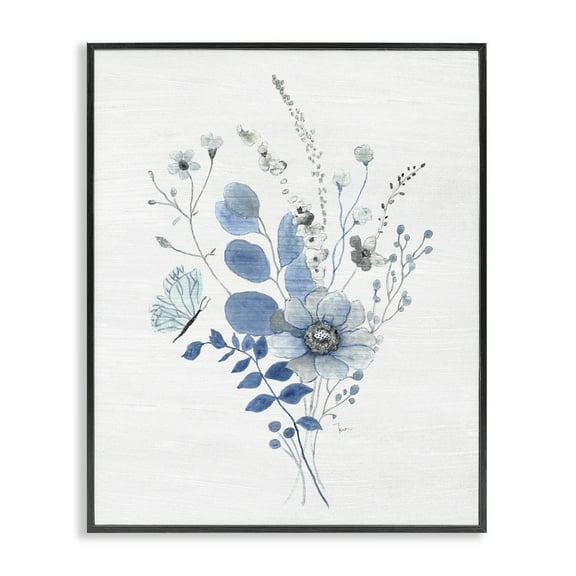 Stupell Industries Subtle Blue Wildflowers Botanical & Floral Painting Black Framed Art Print Wall Art, 11 x 14