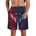 thumbnail image 2 of Uemuo Cool Wolf Head Pattern Men's Swim Trunks Hawaiian Beach Bathing Suit Swimsuits Beach Quick-Dry Shorts with Pockets-3X-Large, 2 of 9
