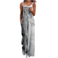 thumbnail image 2 of BiZtdJrK Clearance Sale, Womens Cotton Jumpsuits Sleeveless Spaghetti Strap Rompers Vintage Print Baggy Overalls Casual Onesie Wide Leg Pant with Pockets Gray XXL, 2 of 6