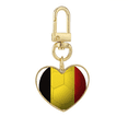 thumbnail image 1 of Belgium National Flag Soccer World Cup Gold Heart Keychain Metal Keyring Holder, 1 of 3