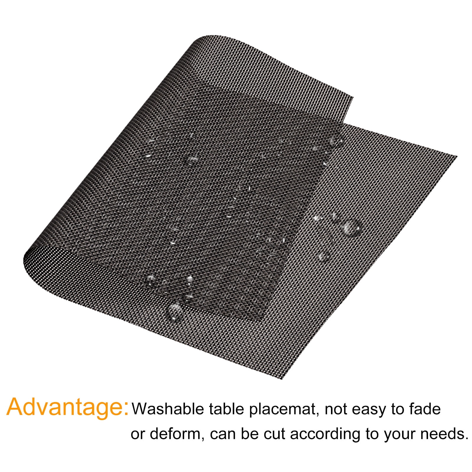 Unique Bargains Durable PVC Washable Woven Place Mat for Dining Tables and Home Use Brown