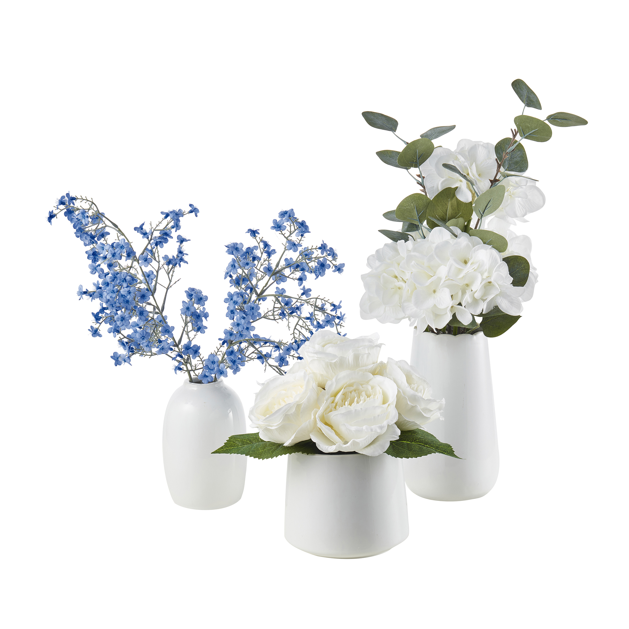 My Texas House Blue Faux Floral Springs in White Ceramic Vase, 16" Height - image 4 of 7