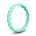 thumbnail image 1 of Enso Rings Stackable Braided Silicone Wedding Ring â€“ Hypoallergenic Unisex Stackable Wedding Band â€“ Comfortable Minimalist Band â€“ 2.5mm Wide, .8mm Thick (Turquoise, Size 5), 1 of 4