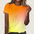 thumbnail image 2 of asdoklhq Summer Tops for Women 2026 Crewneck Women Gradient Color Crew Neck Casual Loose T-Shirt Orange XL, 2 of 5