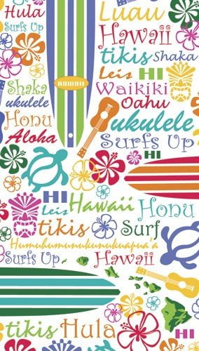 Hawaiian Large Beach Towel Tribal Honu Blue Surf Sun Aloha Island Hawaii Cotton 