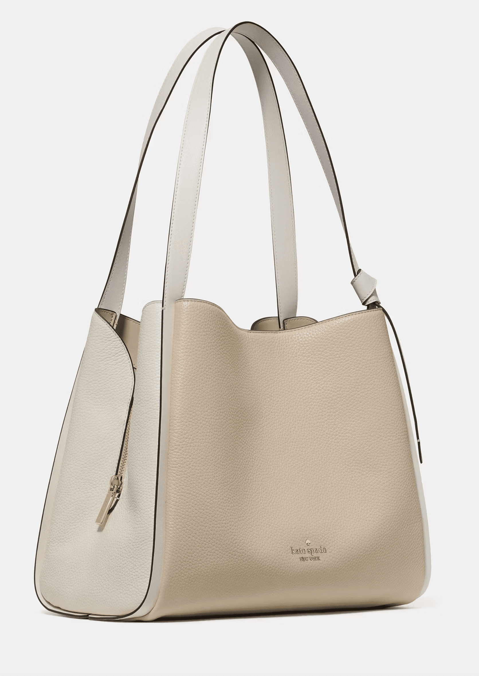 Kate Spade New York Knott Colorblock Large Carryall Tote Bag KM662 – Pebbled Leather Designer Handbag with Snap Closure & Center Zip Divider