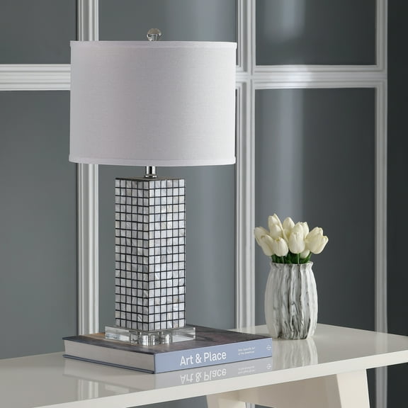 SAFAVIEH Skagway 25.5 in. H Coastal Shelled Table Lamp, Black/Cream, Set of 2