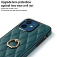 thumbnail image 6 of ELEHOLD for iPhone 12 6.1 inch 2020 Case, Luxury Rhomboid Quilted PU Leather Soft TPU Bumper 360 Degee Rotatable Metal Finger Ring Holder Kickstand Shockproof Case for iPhone 12, Darkgreen, 6 of 8