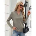 thumbnail image 6 of Zeagoo V Neck Blouse for Women Casual Dressy Basic Tops Soft Solid Long Sleeves Shirts Trendy Fall Tops, 6 of 8