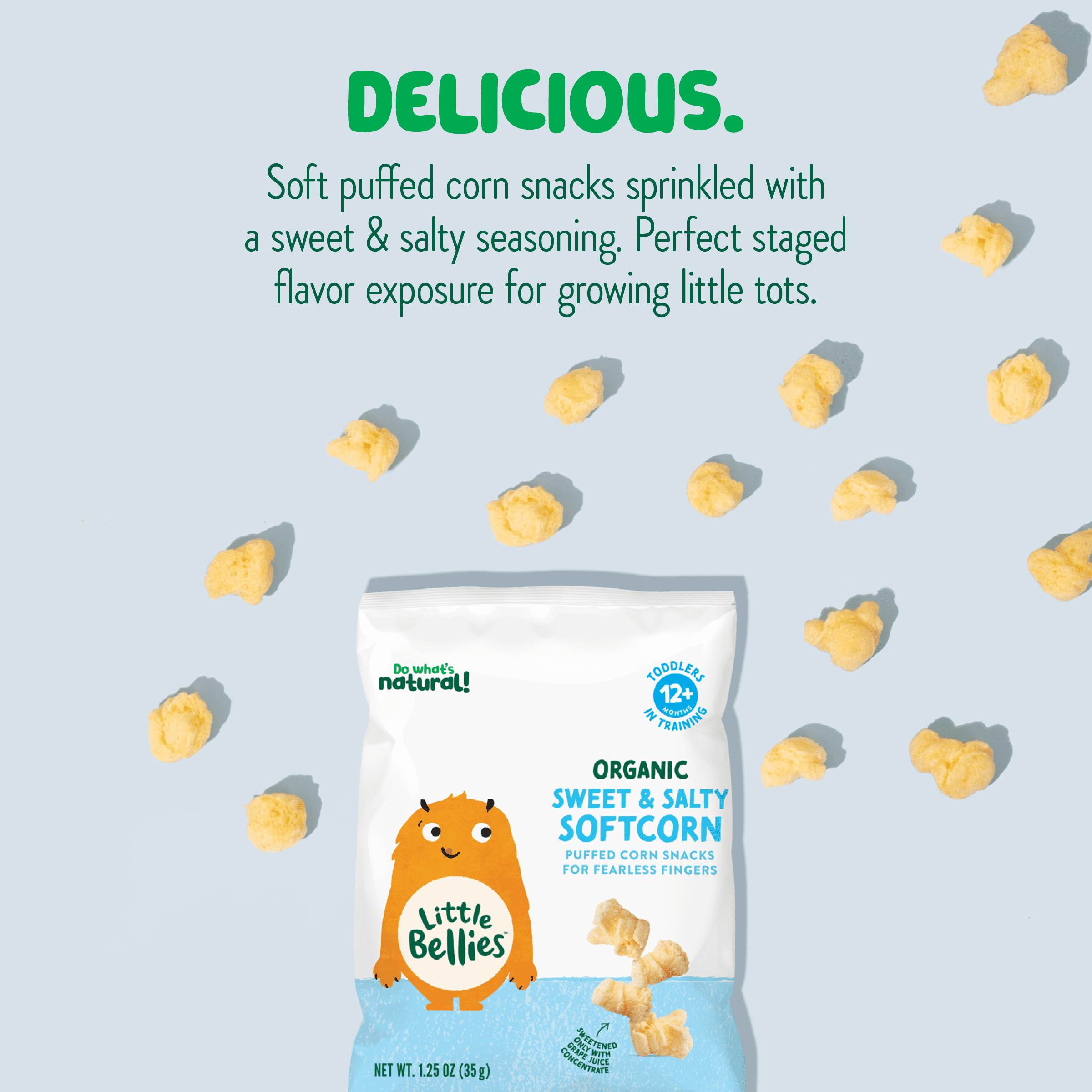 (4 pack) Little Bellies Organic Sweet & Salty Softcorn 1.25 oz