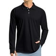 thumbnail image 2 of Resicozy Mens Fashion Polo Shirts Classic Long Sleeve Quick Dry Basic Button Tees Stylish Tops Golf Shirt Black M, 2 of 7