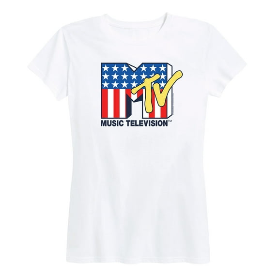MTV - American Flag MTV Logo - Women's Short Sleeve Graphic T-Shirt