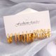 thumbnail image 5 of Juego de 6 Pares de Aros Dorados para Mujer | Pendientes de Perla con Diseño Llamativo | Aros Gruesos, 5 of 7