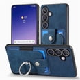 thumbnail image 2 of For Samsung Galaxy S25 Phone Case Leather Back Cover with Card Slots Kickstand - Blue, 2 of 5