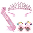 thumbnail image 1 of Decoraciones de Cumpleaños, Kit de Sash y Corona con Brillo con Gafas de Sol de Feliz Cumpleaños, Corona de Princesa Tiara y Accesorio de Atuendo para Fiesta de Sash, 1 of 6