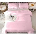 thumbnail image 6 of 1 Piece Luxury Vintage Ruffle Pattern Comforter By D.N.G. BEDDINGS Premium Super Soft, All Season, 800 Thread Count 100% Egyptian Cotton King/California King Size Light Pink Color, 6 of 8