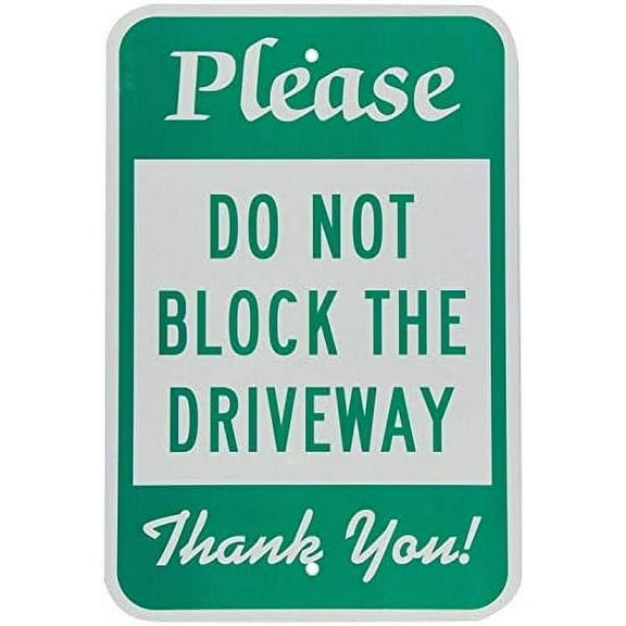 UEJUNBO Legend Please Do Not Block The Driveway, Green on White Sign Business Sign 12X8 Inches Metal Tin Sign