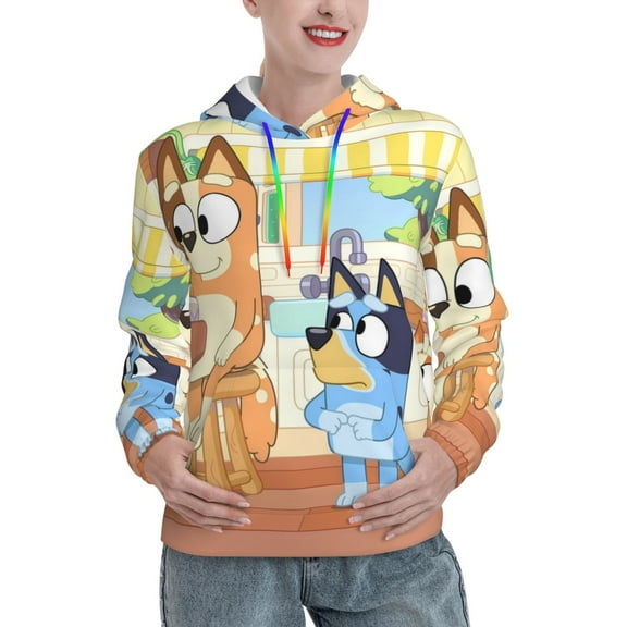 Netaao Bluey for Women's Hoodies Sweatshirt for Women Casual Long Sleeve Shirts-Large