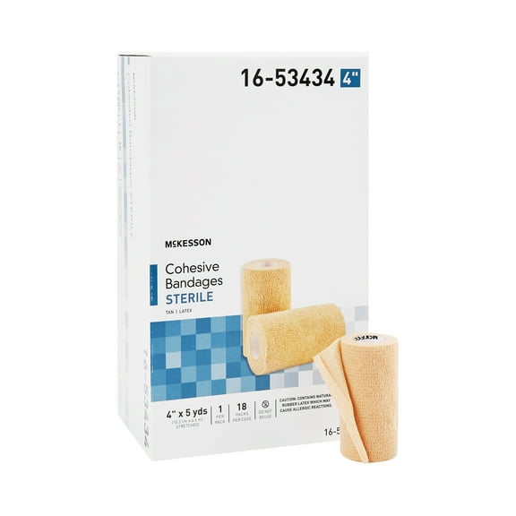 McKesson Cohesive Bandage, Sterile, Self-Adherent Closure, Tan, 4 in x 5 yds, 1 Count, 1 Pack