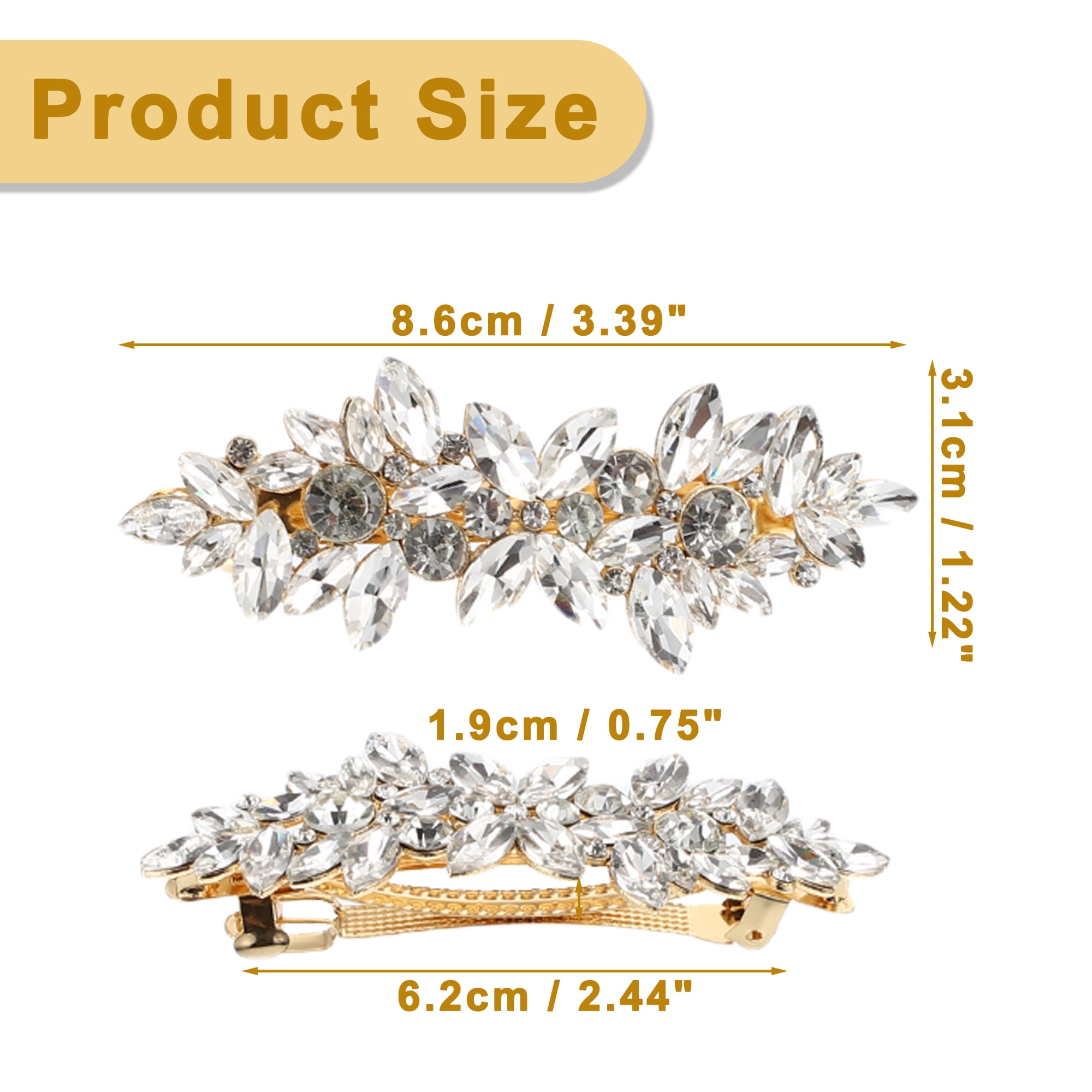 Unique Bargains Rhinestone Flower French Hair Clips and Barrettes Gold Tone