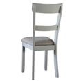 thumbnail image 4 of Set of 2 Two-Tone Grey & Pearl Grey Ladder Back Dining Chairs: Glam Rubberwood & Fabric Upholstered Side Chairs with Diamond Pattern Seat, 41.5"H x 22.5"W, Perfect for Dining Rooms, 4 of 7