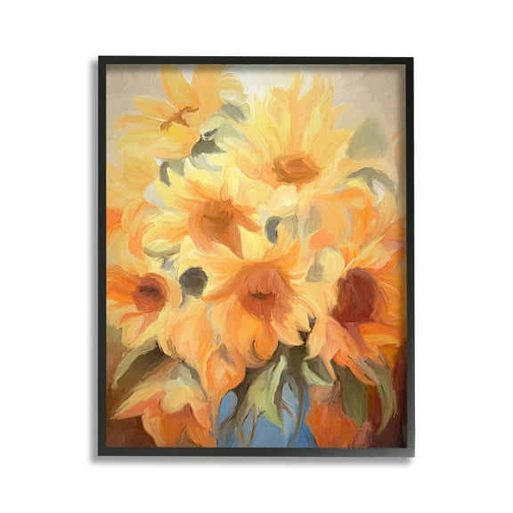 Stupell Industries Traditional Yellow Blooms Botanical & Floral Painting Black Framed Art Print Wall Art, 11 x 14