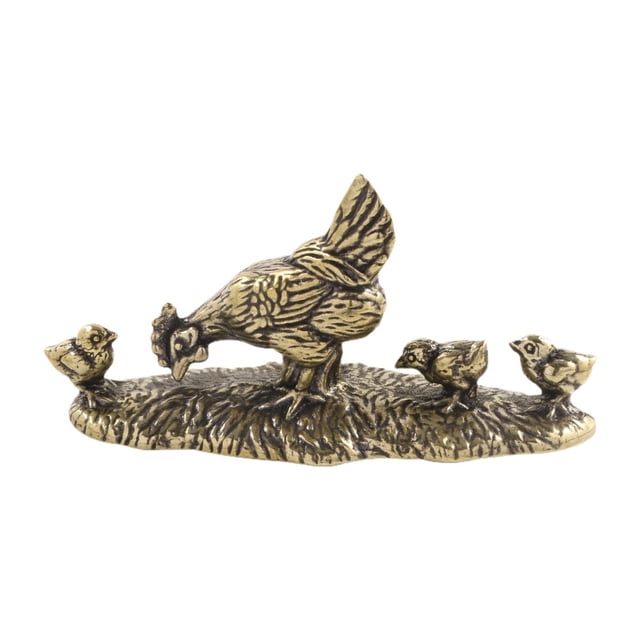 y estatua de pollito, estatuilla de té de latón para mascotas, recuerdo, encantadora para decoración del hogar y la Oficina, accesorio ve