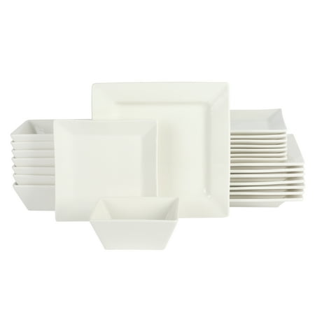 Gibson Home Everyday Hard Square 24 Piece Porcelain Dinnerware Set