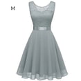 thumbnail image 3 of Sonducket Vestido de mujer Color sólido Encaje Empalme Fiesta Citas Retro Swing Vestidos Mezcla de algodón Moda Ropa casual M Blanco Vestidos METRO Hellgrün, 3 of 6